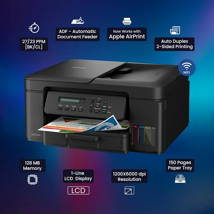 Brother DCP-T730DW Wireless All-in-One Ink Tank Printer with Duplex, ADF, WiFi