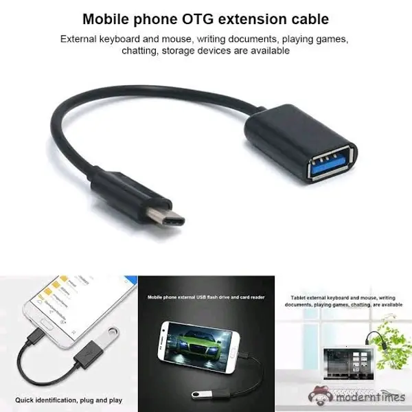 Black Micro USB V8 OTG Cable | Plug & Play USB Adapter for Pendrive, Keyboard, Mouse & USB Devices