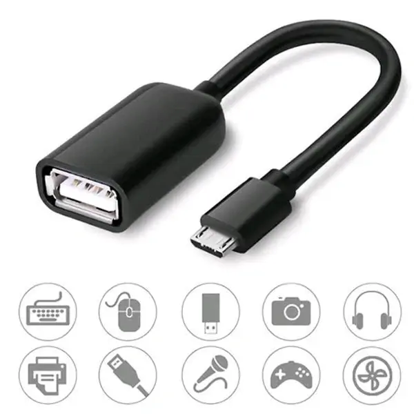 Black Micro USB V8 OTG Cable | Plug & Play USB Adapter for Pendrive, Keyboard, Mouse & USB Devices