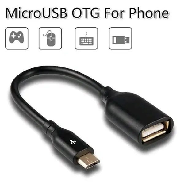 Black Micro USB V8 OTG Cable | Plug & Play USB Adapter for Pendrive, Keyboard, Mouse & USB Devices