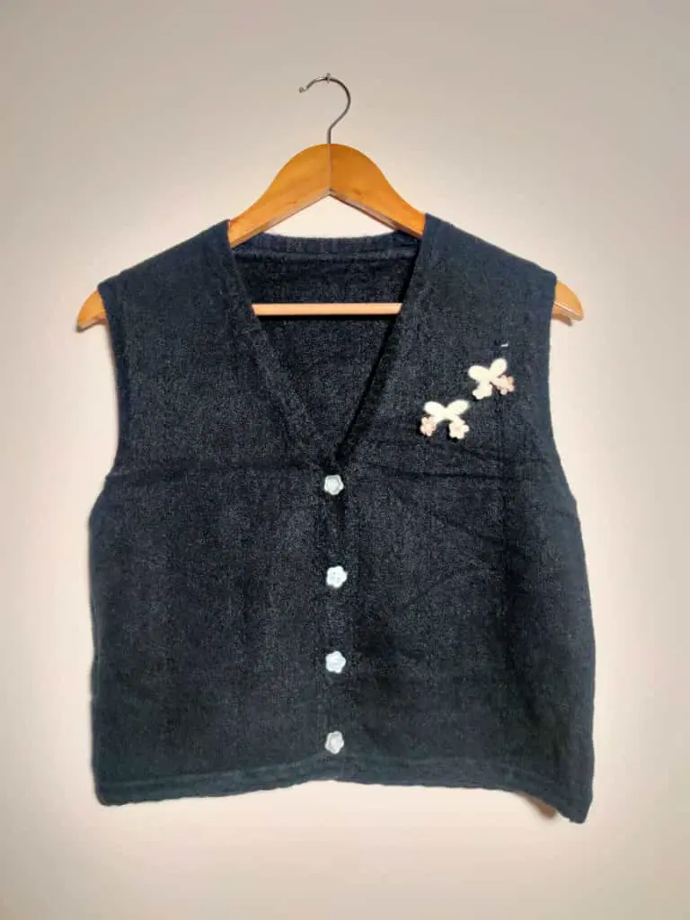 Classic Black Sleeveless Woolen Cardigan Vest for Women