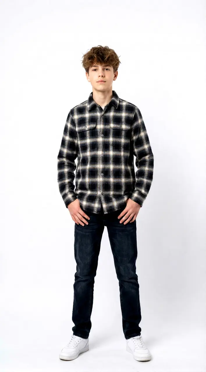 Woolen Black Checkered Shirt for Men – Warm, Stylish & Casual Wear